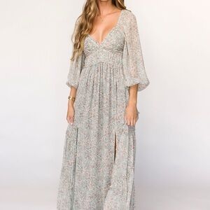Worth Collective - Daphne Sage Floral Maxi Dress - Bump Friendly